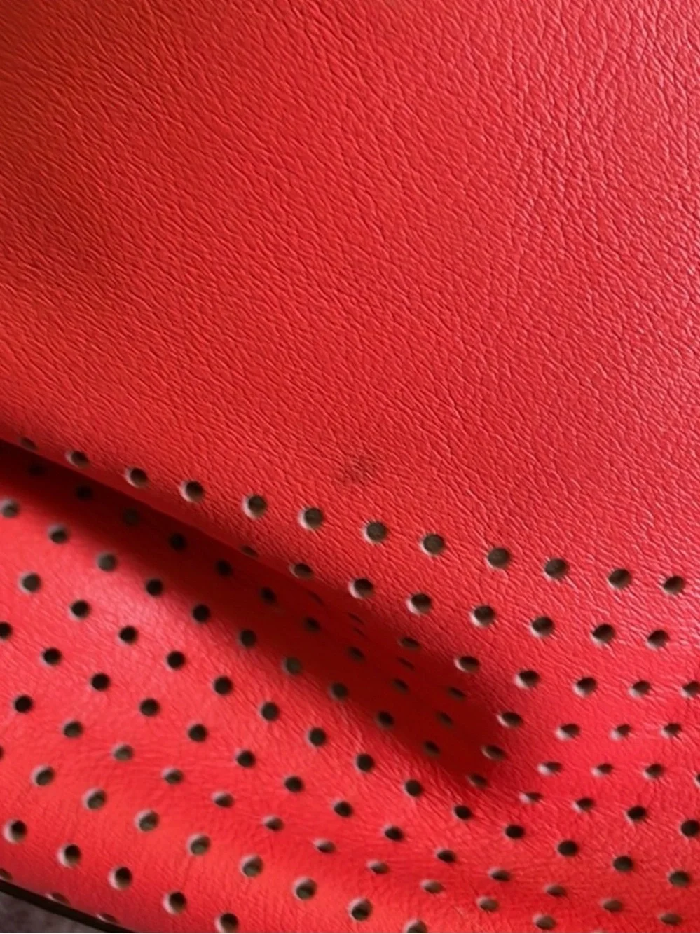Coach Coral-Red Leather Perforated Shoulder Hobo